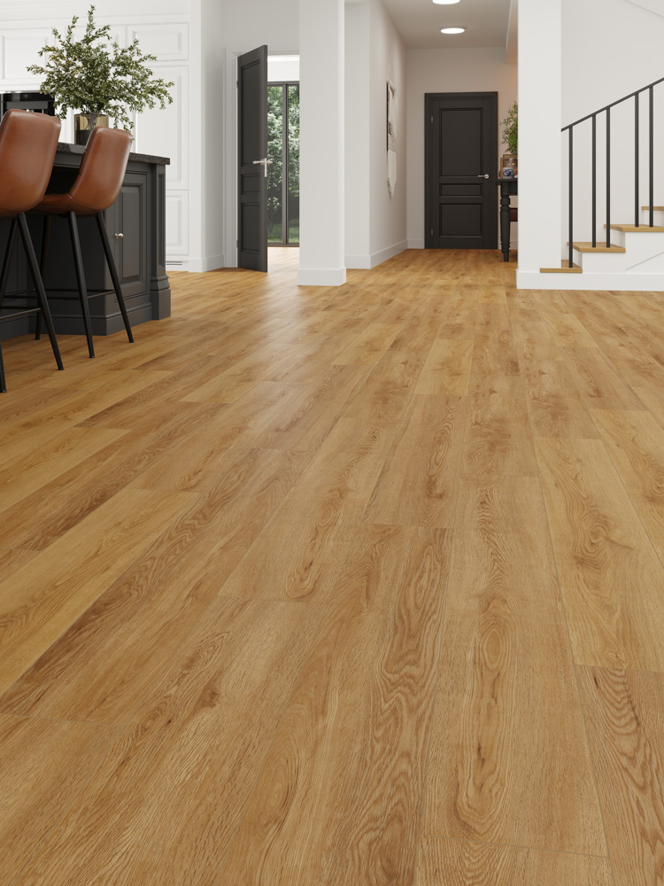 Кварцвиниловый SPC ламинат Cronafloor Grand Sequoia Дуб Медовый 1200×180×5 фото в интерьере